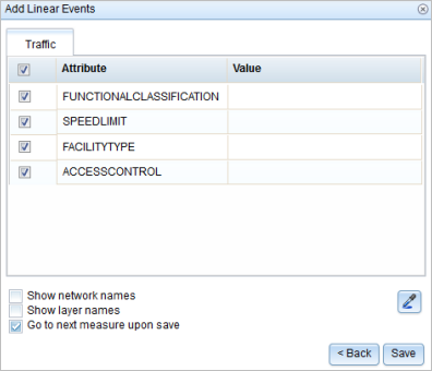Limiting data entry fields in the Add Linear Events widget using attribute sets Limiting data entry fields in the Add Linear Events widget using attribute sets
